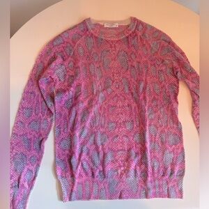 Equipment cashmere pink and purple snakeskin print sweater size s